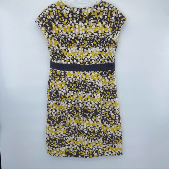 Boden Textured Cotton Gray Yellow dot short sleeve dress size 8 - Picture 9 of 11